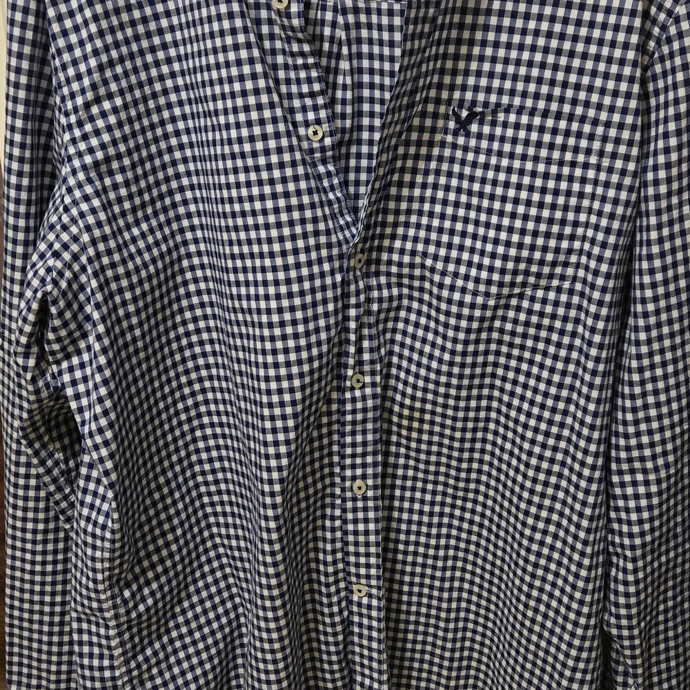 American Eagle Outfitters Navy and White Checkered Shirt